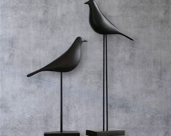 Resin Bird Statue | Modern Farmhouse Decor | Black & White Options