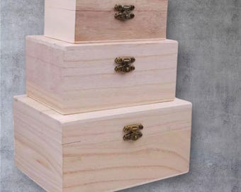 Hinged Wooden Gift Box | Storage Organizer | 1/3pcs Office Organizer