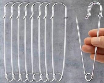 Large Locking Safety Pins, Heavy Duty Crafting Supplies, Brooch Making, Sewing Accessories (20 Count)