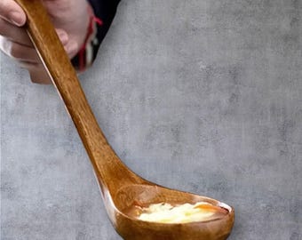 Practical Wooden Soup Ladle | Long Handle Cooking Spoon | Large Capacity