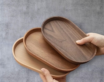 Wooden Snack Tray Serving Platter — Rustic Dessert & Dried Fruit Plate