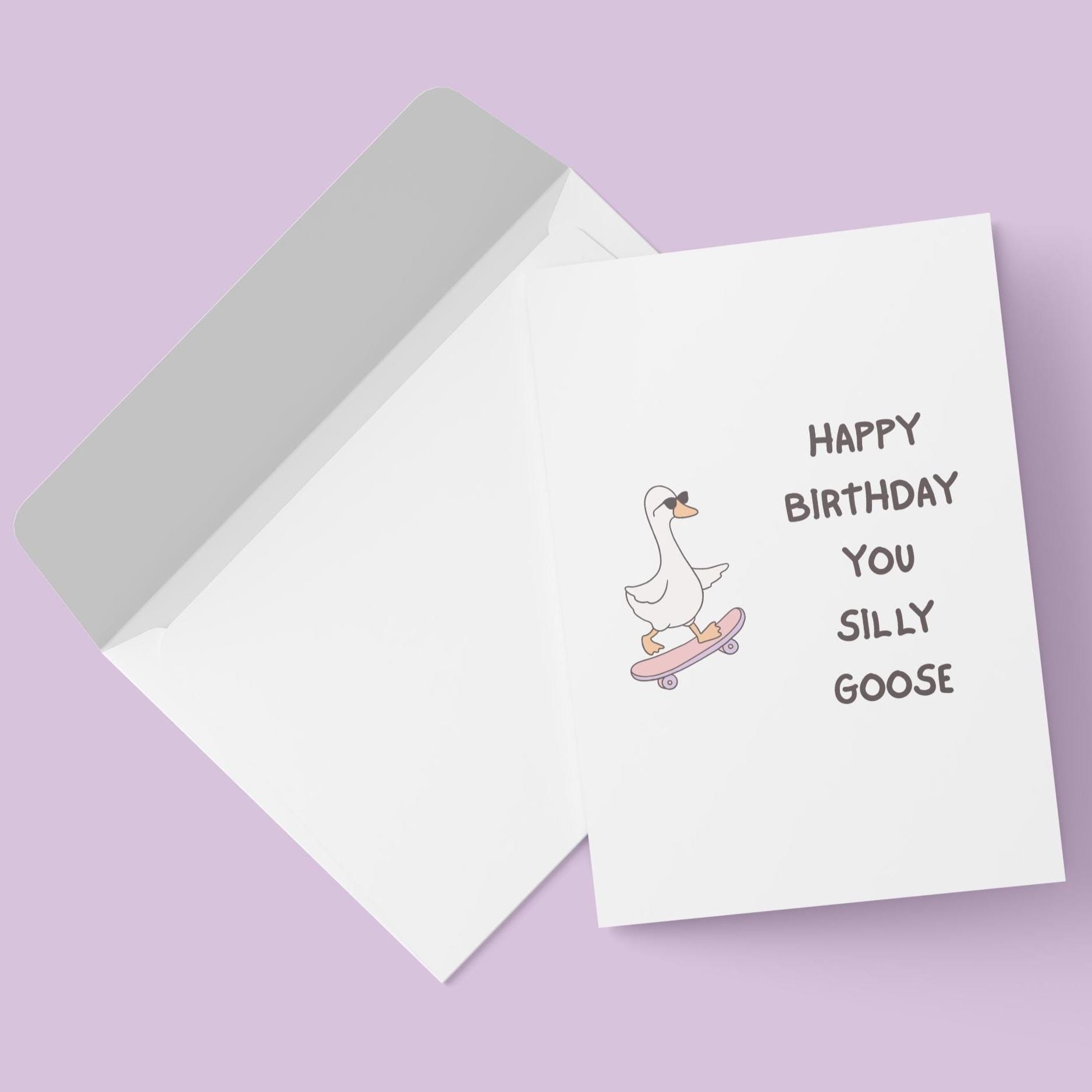 Happy Birthday You Silly Goose Birthday Card Printable – 5x7 Folded Car ...