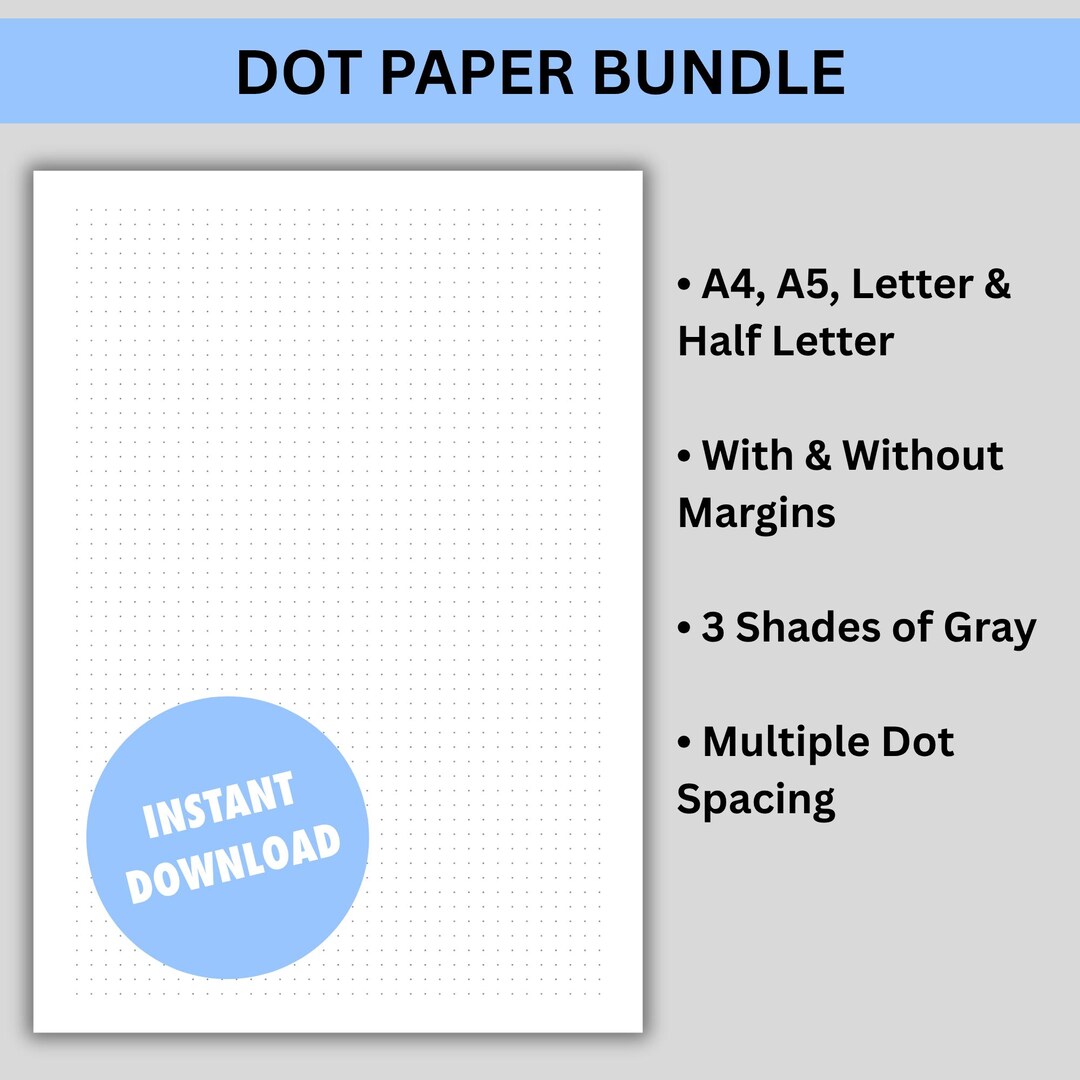 Printable Dot Paper Bundle – A4, A5, Letter, Half Letter (digital ...
