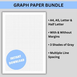 Printable Graph Paper Bundle – A4, A5, Letter, Half Letter (Digital Download)