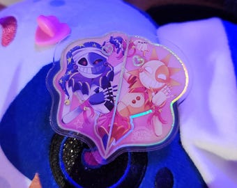 Sun and Moon Pink Holo Foil Pin