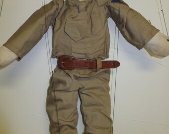 Vintage Handmade Soldier Marionette Military Army Uniform Puppet Unique RESERVED for Josh