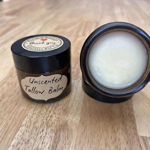 Unscented Tallow Balm Made with Organic Olive Oil, Jojoba Oil | Body Lotion | Face Cream | Lip Balm Skincare