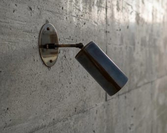 1950's Vintage Brass Spot Light Fixture: Adjustable Patina Accent | flush mount ceiling light