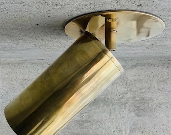 Solid Brass Cylinder Wall Sconce – Mid-Century Italian Modern Lamp | bathroom wall light fixture