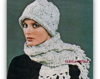 Women's Hat and Scarf Knitting Pattern Digital Knitting Pattern PDF Knitting Pattern Instant Download