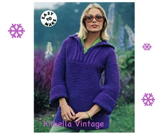 Pullover Knitting Pattern - Vintage 1970's Womens Sweater Knitting PDF Knitting Pattern Ladies Jumper knitting pattern