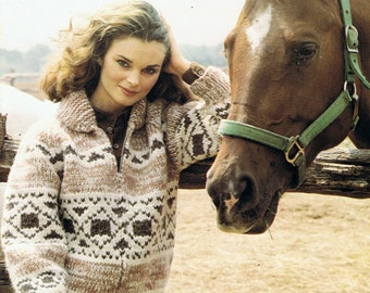 Cowichan Sweater Knitting Pattern Women or Men's White Buffalo Wool Square & Diamond Design PDF Sweater Knitting Pattern Digital Knitting