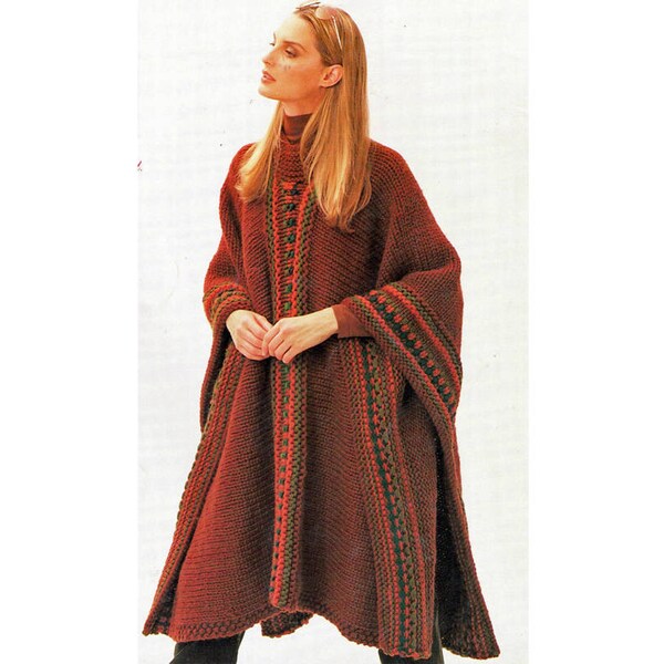 Knitting Pattern Womens Poncho Vintage White Buffalo Knit Ladies Jumper Poncho Pattern - Cape Knitting Pattern PDF