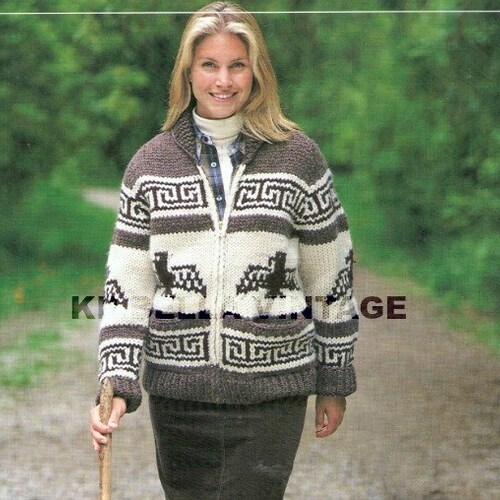 Cowichan Sweater Knitting Pattern Women Men Cardigan Zip Etsy Canada