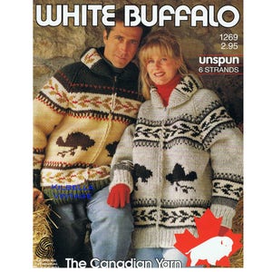 Cowichan Sweater Knitting Pattern White Buffalo Men & Women's Beaver Zip Sweater PDF Knitting Pattern Instant Download