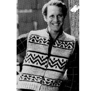 Chinook - White Buffalo Knit  - Cowichan Knitting Pattern - Mens, Womens Sweater Vest Jumper - PDF Knitting Pattern Instant Download