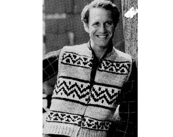 Chinook - White Buffalo Knit  - Cowichan Knitting Pattern - Mens, Womens Sweater Vest Jumper - PDF Knitting Pattern Instant Download