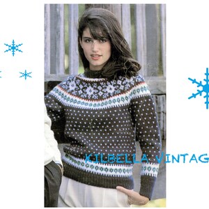 Vintage Fair Isle Pullover Knitting Pattern for Men & Women  - Fairisle Yoke Pattern - Vintage PDF Knitting Pattern