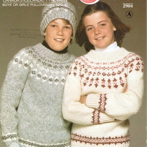 Fairisle Yoke Knitting Pattern Icelandic Pullover-  Girls - Boys - Teen Sweater Pullover and Toque Hat PDF Knitting Pattern Almost Free