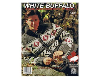 Sweater Knitting Pattern Men & Womens White Buffalo Knit Outdoor Indian Blanket Cardigan Sweater PDF Knitting Pattern