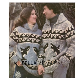 White Buffalo Sweater Knitting Pattern - Cowichan Orca Cardigan Knit - Women, Men PDF Knitting Pattern Digital Download