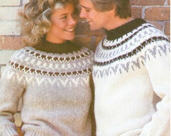 Scandinavian Pullover Knitting Pattern Men - Women Fair Isle Yoke  PDF Knitting Pattern Instant Download Almost Free