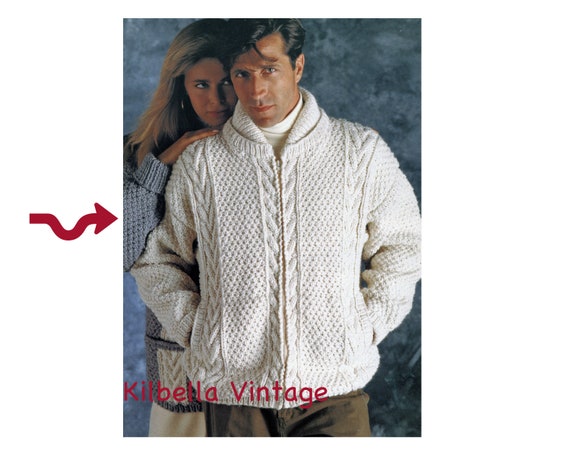 Aran Sweater Knitting Pattern Mens Teen 