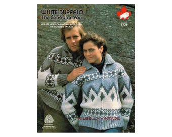 Cowichan Sweater Knitting Pattern Women, Men White Buffalo Knit Winter Knit Sweater PDF Knitting Pattern