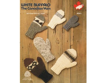 Knitting Pattern Mittens White Buffalo Wool Knitting Pattern Adult and Childrens Winter Mittens PDF Knitting Pattern