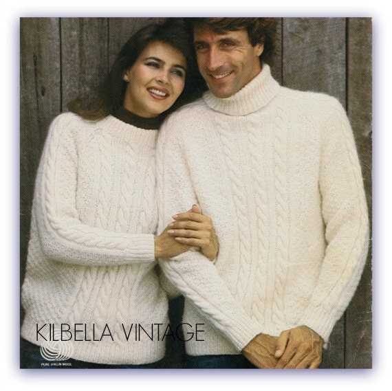Sweater Knitting Pattern White Buffalo Aran Cable Crew Neck Turtle Neck Pullover Pdf Knitting Pattern Almost Free