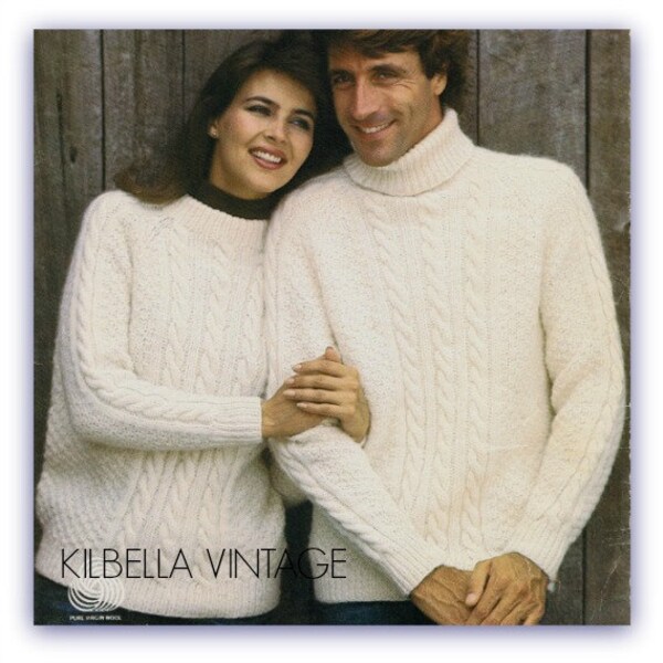 Sweater Knitting Pattern White Buffalo Aran Cable Crew Neck - Adult Aran Turtle Neck Pullover Men Women PDF Knitting Pattern Almost Free