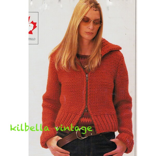 PDF Knitting Pattern - Women's Zip Cardigan - Vintage Shorty Cardigan Pattern - Ladies Winter Sweater Knitting Pattern Instant Download