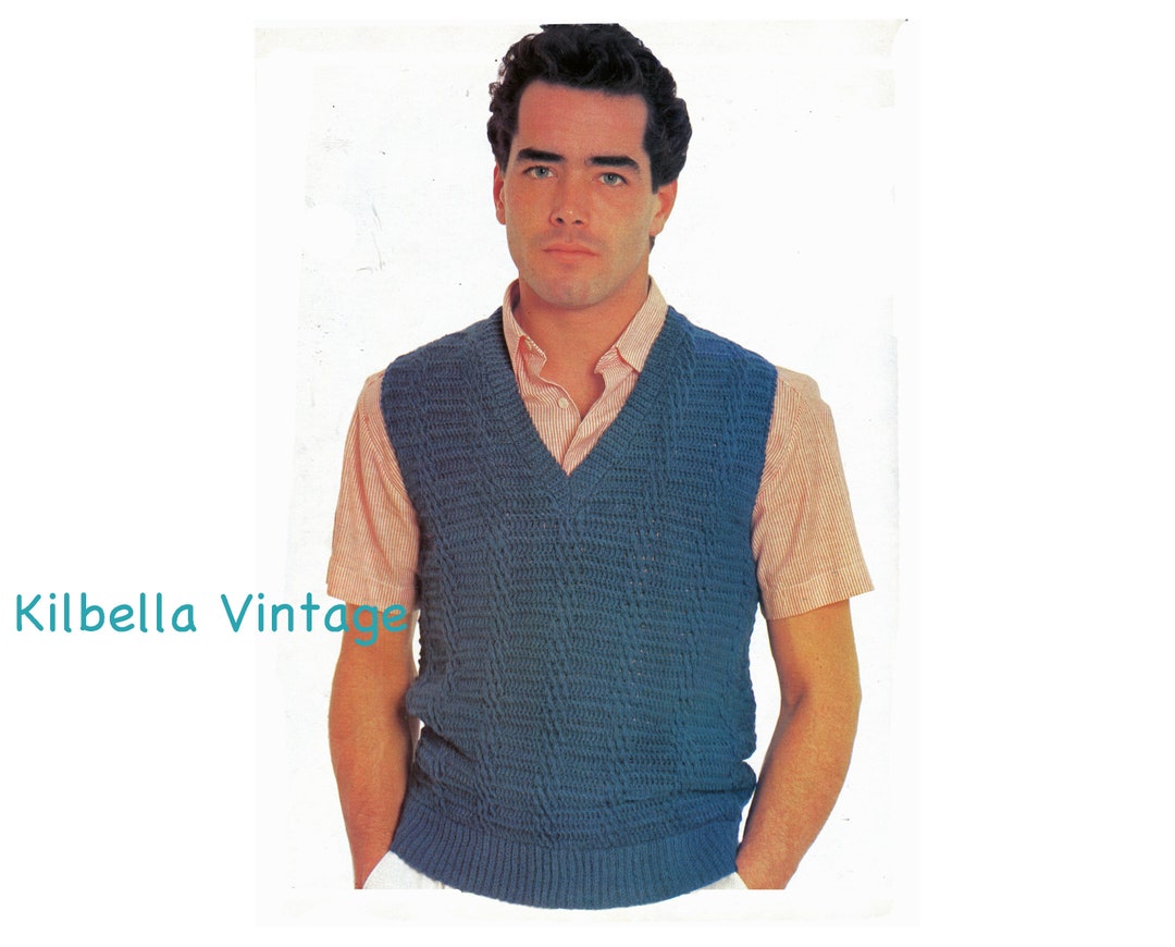 Mens Crochet Vest Pattern Crochet Pattern Sizes 38 40 42 Pullover Vest