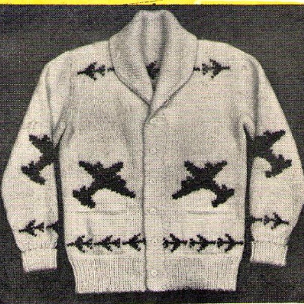 Aeroplane Graph Sweater Knitting Pattern Polar Sweater Adult Knitting Pattern Button Cardigan Zipper Front Sweater PDF Knitting Pattern