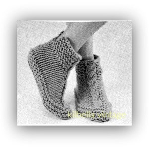 Slipper Knitting Pattern Women's Vintage Cable Slipper PDF Knitting Pattern Instant Download