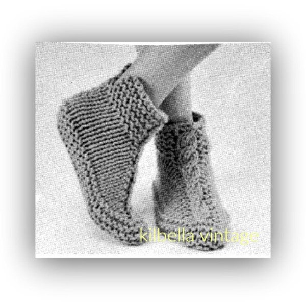 Modèle de tricot chaussons vintage pour femmes chaussons torsadés modèle de tricot PDF à téléchargement immédiat