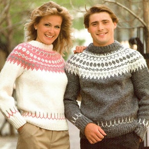 Knitting Sweater Men and Women FairIsle Yoke Sweater Icelandic Pullover PDF Knitting Pattern Almost Free