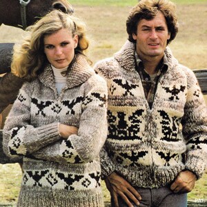 PDF Knitting Pattern Cowichan White Buffalo Wool Sweater Knitting - Men - Women - Cardigan - Eagle Design - Jumper Knitting Pattern