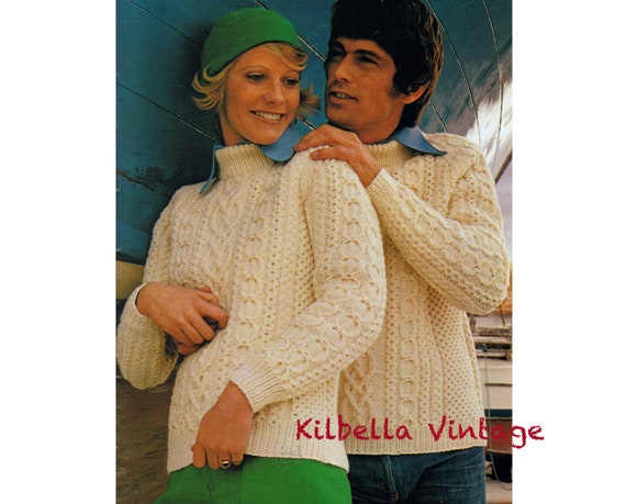 Aran Knitting Pattern Men Womens 