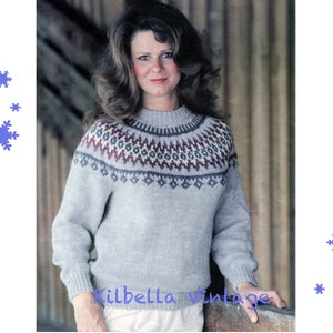 Fair Isle Pullover Knitting Pattern for Men & Women  - Fairisle Yoke Pattern - Vintage Pullover Jumper PDF Knitting Pattern