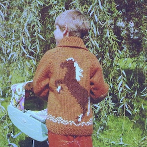 PDF Knitting Pattern Child's Cardigan - Horse Sweater - Vintage Sweater Pattern - PDF Knitting Pattern Almost Free