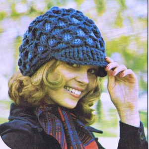 Women's Newsboy Crochet Hat Pattern Peaked cap Vintage PDF Digital Crochet Pattern Almost Free