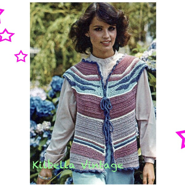 Crochet Pattern Women's TOP Crochet Vest, Ladies SummerVest Jumper Vintage 1970's Crochet Pattern PDF