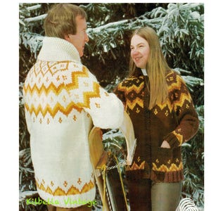 Cowichan Sweater Knitting Pattern Adult Cardigan Outdoors PDF Knitting Pattern on Kilbella Vintage