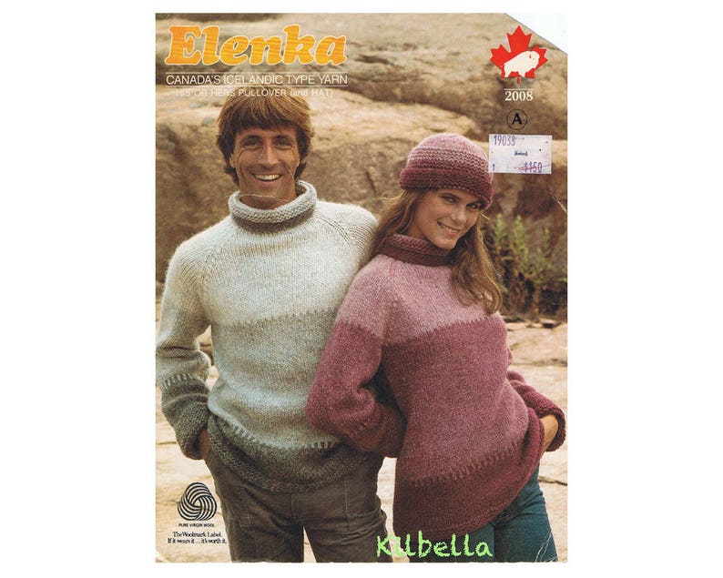 Elenka White Buffalo Pullover Sweater Men Women Digital Knitting Pattern Includes Hat PDF Pattern Almost Free