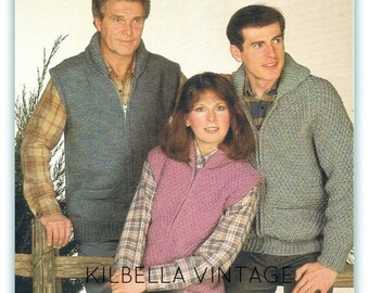 Sweater Knitting Pattern Men and Women's Vest and Zipper Jumper Waistcoat Outdoor Adult PDF Knitting Pattern Instant Download