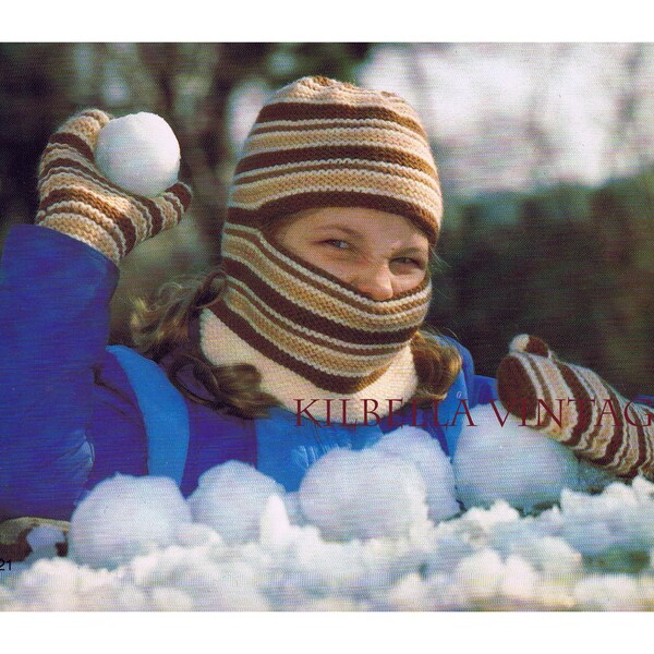Balaclava Knitting Pattern Ski Mask - Winter Face Protection and Mittens Men Women Children PDF Knitting Pattern