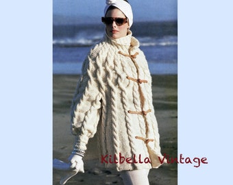 Cable Knit Coat Sweater Knitting Pattern Womens Aran Knit Coat pattern PDF Knitting Pattern Instant Download