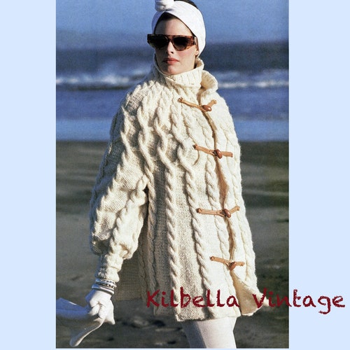 Ladies Aran Cable Coat Knitting Pattern. PDF Instant Download Etsy