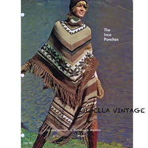 Womens Poncho Pattern Including Skirt - Vintage Knitting Pattern Inca Poncho - PDF Knitting Pattern Instant Download